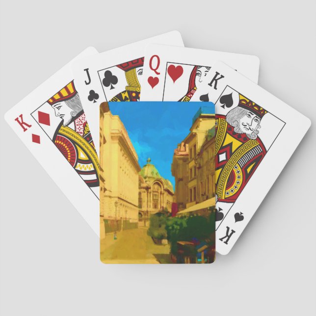 Bucharest Pallace Digital Painting Art Print Playing Cards (Back)