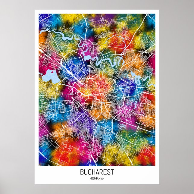 Bucharest Romania City Map Poster (Front)