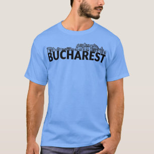 Bucharest Romania City Skyline Silhouette Outline T-Shirt