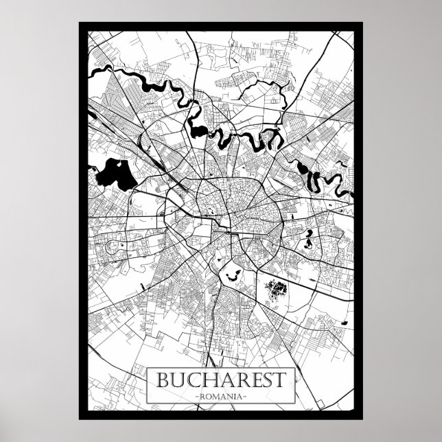 Bucharest Romania Map Poster (Front)
