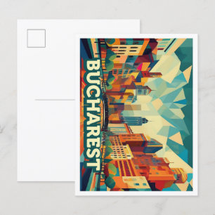 Bucharest Romania travel artistic colourful Postcard