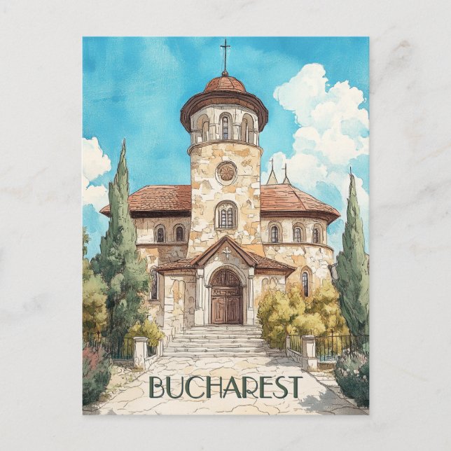 Bucharest Romania Travel Postcard (Front)