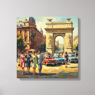 Bucharest Romania Triumphal Arch Vintage Canvas Pr Print