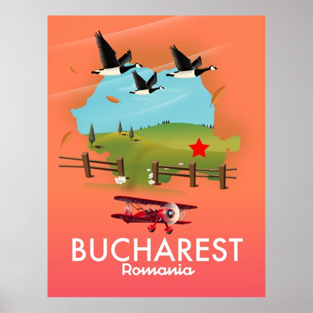 Bucharest Romania vacation map Poster (Front)