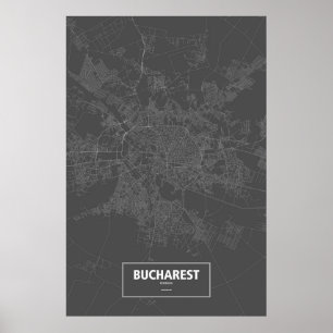Bucharest, Romania (white on black) Poster