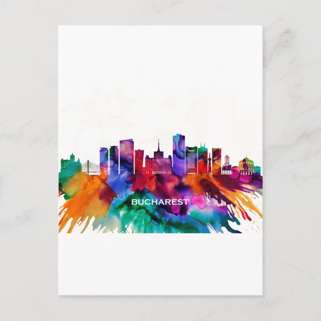 Bucharest Skyline Invitation Postcard (Front)