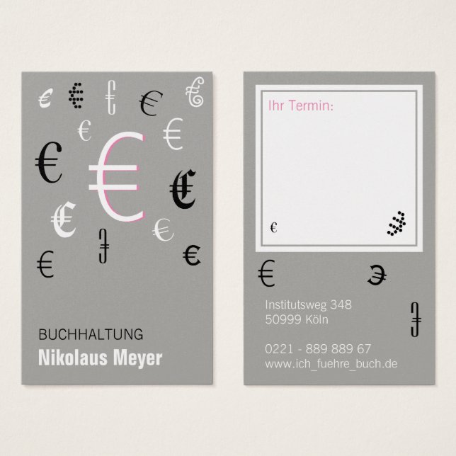 Buchhaltung Visitenkarten mit rose (Devant & derrière)