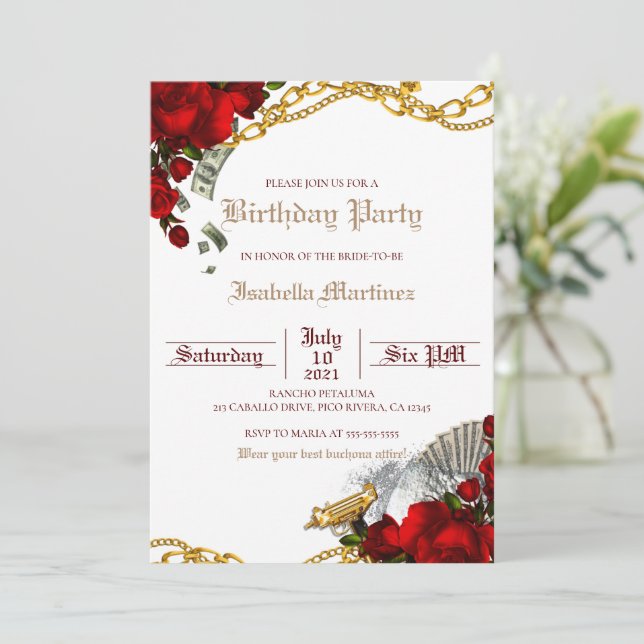 Buchona Birthday Party Invitation Mob Wife  (Standing Front)