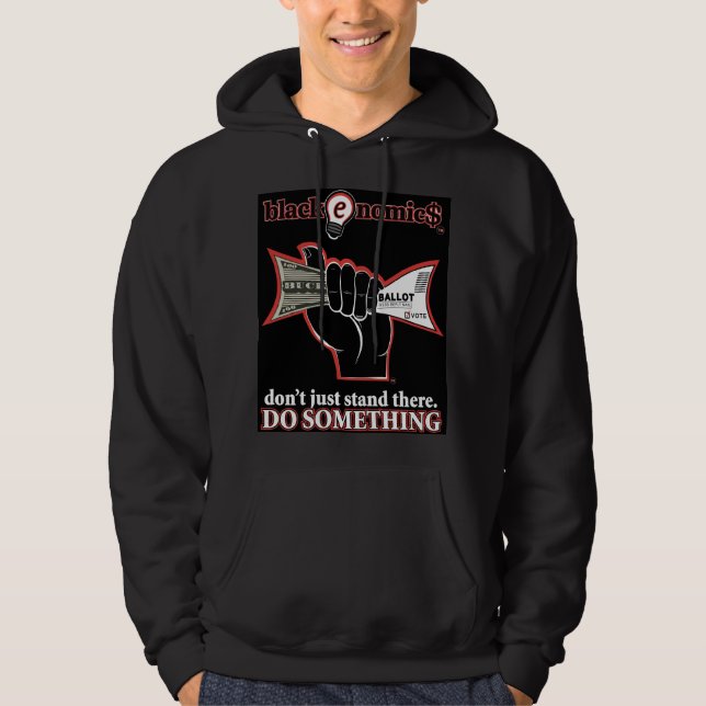 "Buck and Ballot" Black Pullover Hoodie for Men (Front)