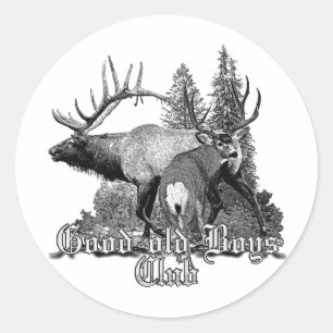 Buck and bull wildlife classic round sticker