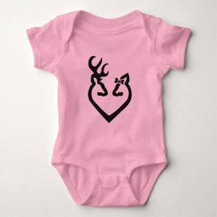 Buck and Doe Heart Love Black Baby Bodysuit