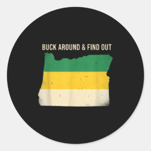 Buck Around Oregon Map Funny Wildlife Adventure Vi Classic Round Sticker