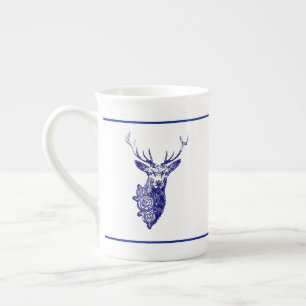 Buck & Buds  BOHO Deer Navy Bone China Mug