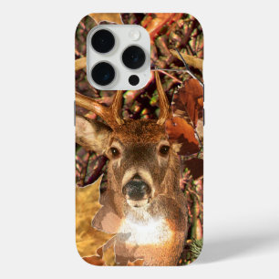 Buck Camouflage White Tail Deer Decor on a iPhone 15 Pro Case