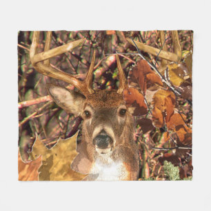 Buck Camouflage White Tail Deer Fleece Blanket