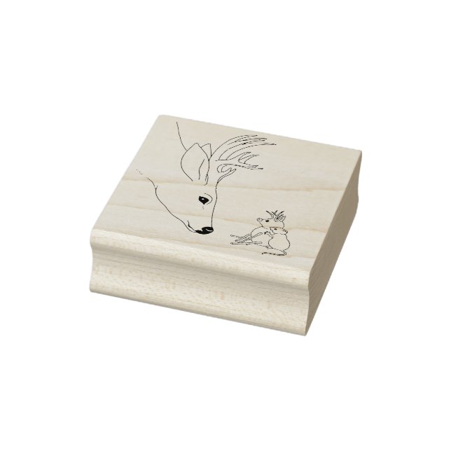 Buck Deer and Mouse Friend Winter Rubber Stamp (Stamp)