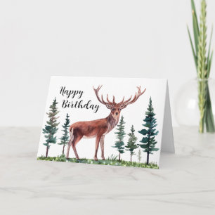 Buck Deer Happy Birthday Personalized Card