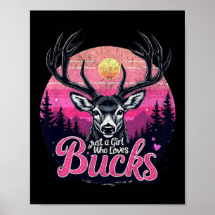 Buck Deer Hunting Hunter Girl Vintage Hunt Poster