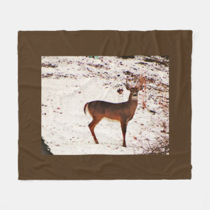Buck Deer in the Snow Fleece Blanket