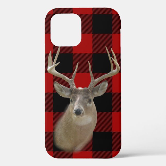 buck deer on buffalo plaid Case-Mate iPhone case (Back)