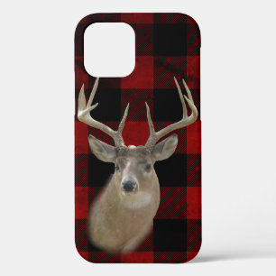 buck deer on buffalo plaid iPhone 12 case