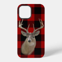 buck deer on buffalo plaid