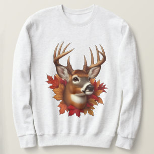 Buck Deer Surrounded by Autumn Leaves Sweatshirt