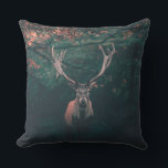 Buck Deer Wild Animal Throw Pillow<br><div class="desc">Buck Deer Wild Animal
This wild buck photograph is enchanting.  and the perfect one to bring home.  The trees in the background fade into camouflage.  

You can personalize it by adding text.</div>