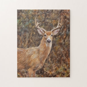 Buck Deer with Antlers Art Puzzle