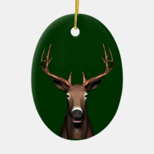 Buck Head Ceramic Ornament (Front)