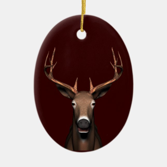 Buck Head Ceramic Ornament (Front)