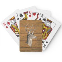 Buck Head On Wood Grain Poker Cards