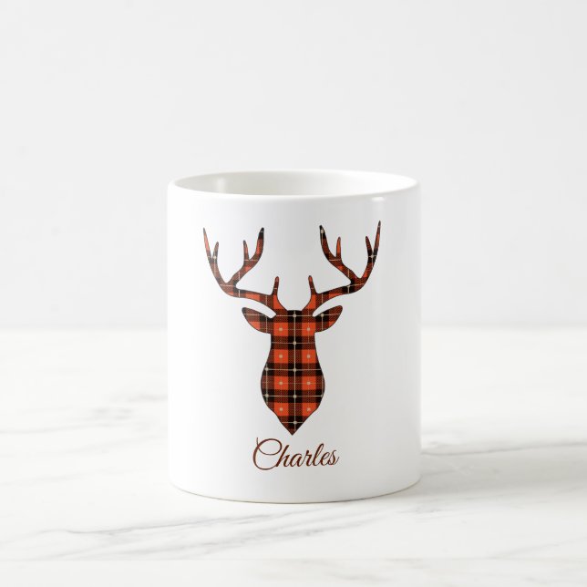 Buck Head Personalize Red and Black Plaid Coffee Mug (Center)