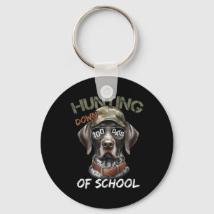 Buck Hunting Down 100 Days Of School Dog 100th Day Keychain