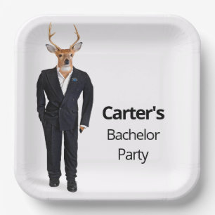 Buck In a Tuxedo for Bachelor Party Paper Plate