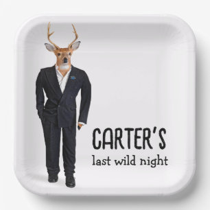 Buck In a Tuxedo for Bachelor Party Paper Plate