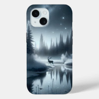 Buck In A Winter River at Night