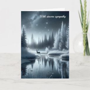 Buck In A Winter River Sympathy Card