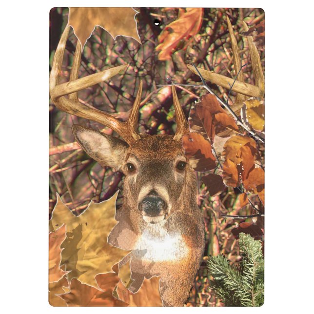 Buck in Camo White Tail Deer Clipboard (Back)
