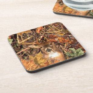 Buck in Hunter Camo White Tail Deer Coaster