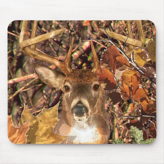 Buck in Hunter Camo White Tail Deer Mouse Pad (Front)