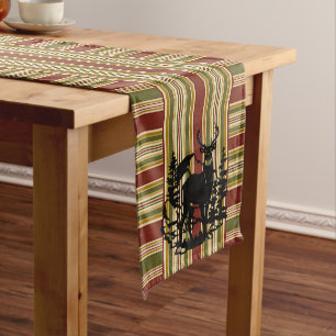 Buck In Mountain Trees Nature Landscape Silhouette Short Table Runner