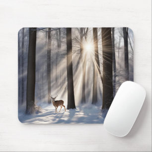 Buck In Winter Forest Mouse Pad