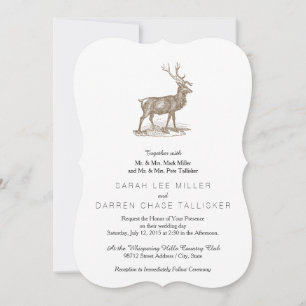 Buck Mule Deer Letterpress Style Invitation