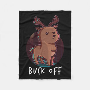 Buck Off Deer Middle Finger Funny Stag Hunting Hun Fleece Blanket