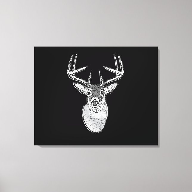 Buck on Black design White Tail Deer Canvas Print (Front)