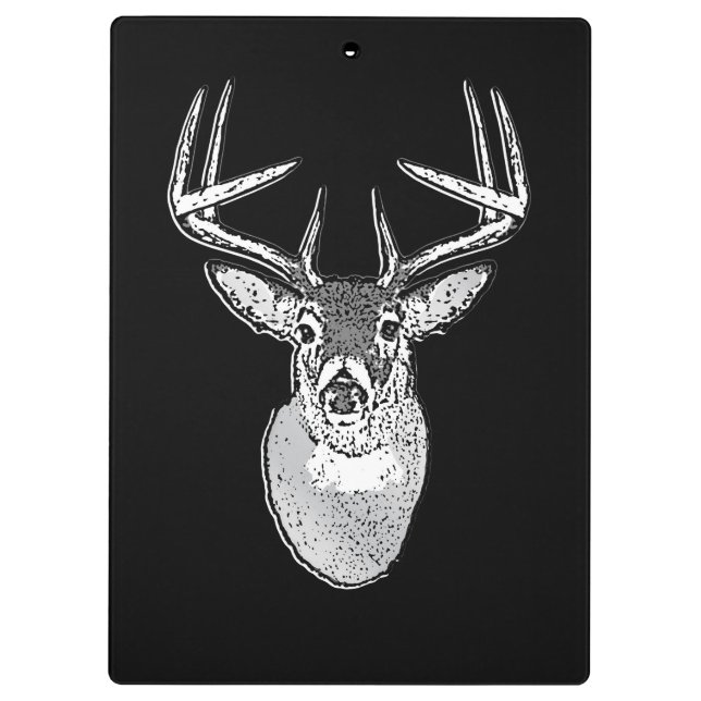 Buck on Black design White Tail Deer Clipboard (Back)