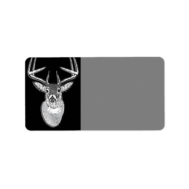 Buck on Black design White Tail Deer Label (Front)