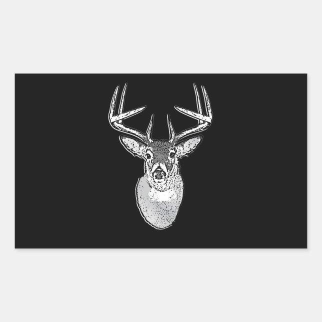 Buck on Black design White Tail Deer Sticker (Front)