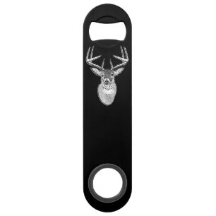 Buck on Black White Tail Deer head Speed Bottle Opener
